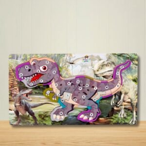 Wooden Dinosaur 3D Alphabet Puzzle – Educational ABC Learning Toy for Kids
