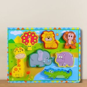 Wooden Montessori 3D Jungle Animal Puzzle – Early Learning Educational Toy