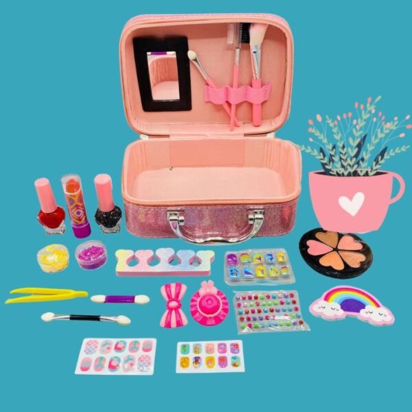 Kids Washable Real Makeup Kit – Safe & Fun Playset with Cute Carry Case - Image 3
