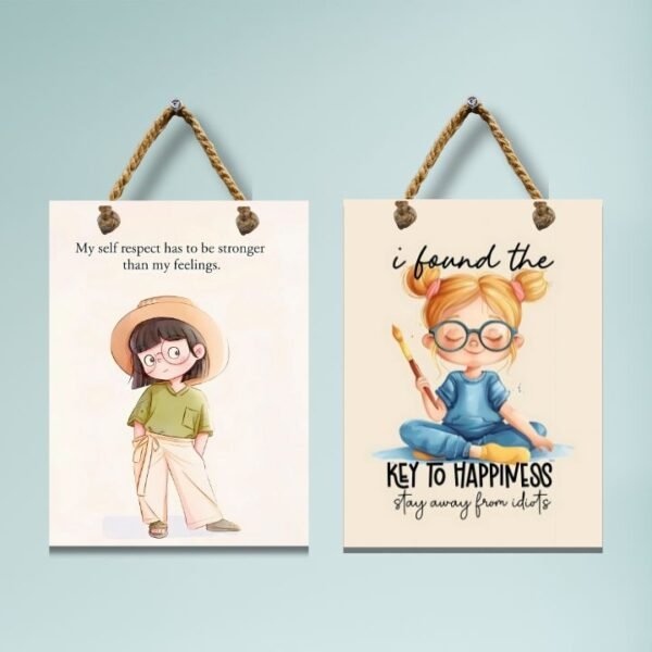 Cute Character Quote Wall Frames – Set of 2 (MDF, Unbreakable, HD Print) - Image 5