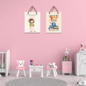 Cute Character Quote Wall Frames – Set of 2 (MDF, Unbreakable, HD Print)