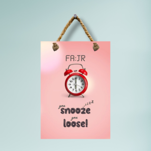 FAJR Alarm Clock Wall Frame – “You Snooze, You Loose!” | MDF Islamic Reminder Art (No Glass, Rope Hanging)