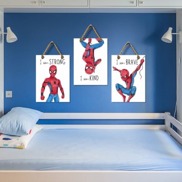 Spider-Man Motivational Wall Frames – Set of 3 (MDF, Unbreakable, HD Print)