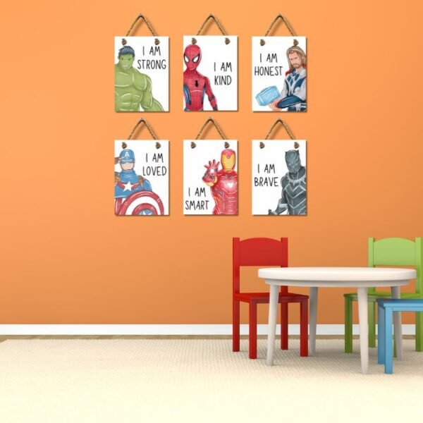 Super Heroes Wall Frames – MDF, Unbreakable, HD Printed (Set of 6)