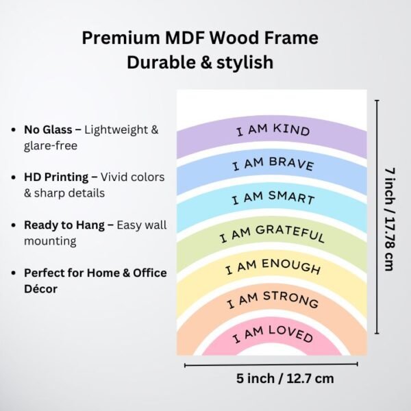 Rainbow Affirmations Wall Frame – MDF Motivational Decor for Kids - Image 2