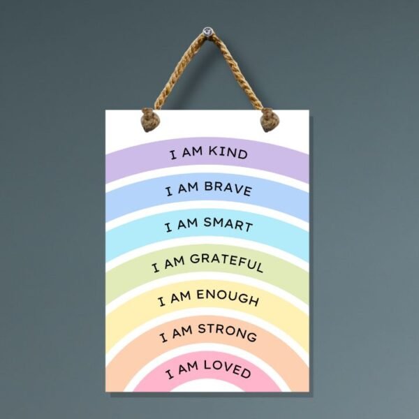 Rainbow Affirmations Wall Frame – MDF Motivational Decor for Kids - Image 4