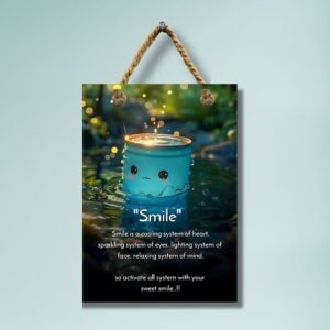 Smile – Cute Motivational Wall Frame (MDF, No Glass, HD Print, Rope Hanging)