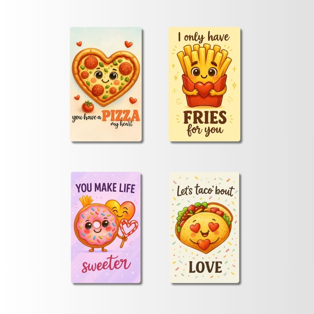 Cute Food Quote PVC Fridge Magnets (Set of 4) – Pizza, Fries, Donut & Taco | Funny Kitchen Décor - Image 2