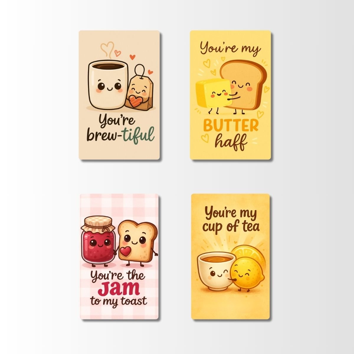 Cute Breakfast Quote PVC Fridge Magnets (Set of 4) – Coffee and Tea | Jam and Bread | Butter and Bread | Tea and Lemon - Image 2