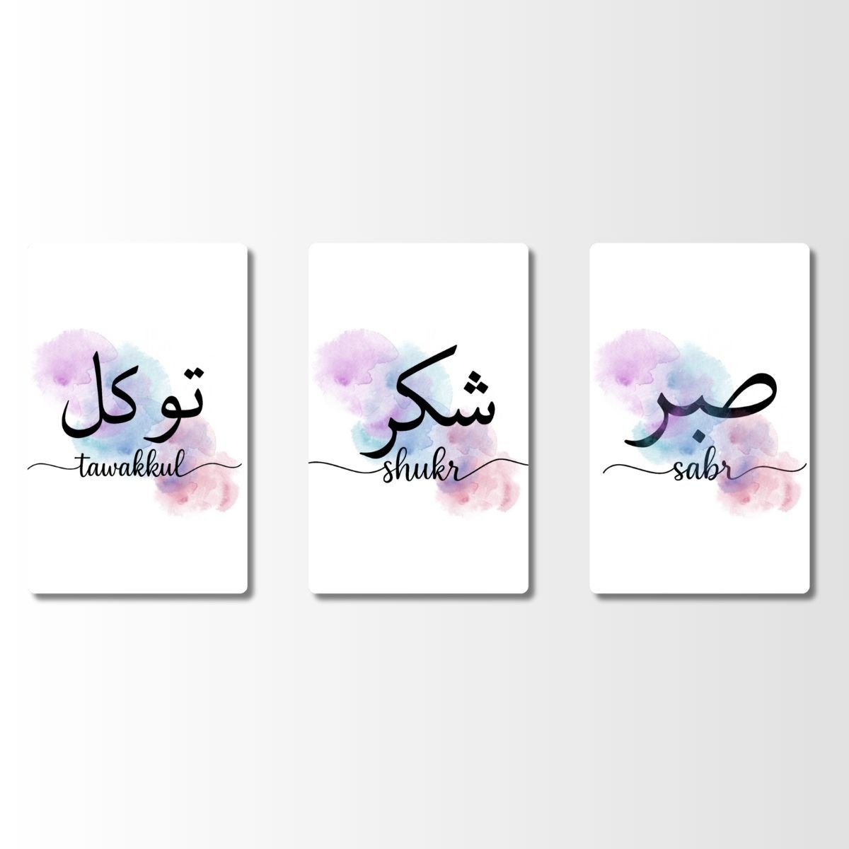 Set of 3 Fridge Magnets – Sabr • Shukr • Tawakkul | Arabic Calligraphy Motivational Magnet Cards | PVC Fridge Decor - Image 6