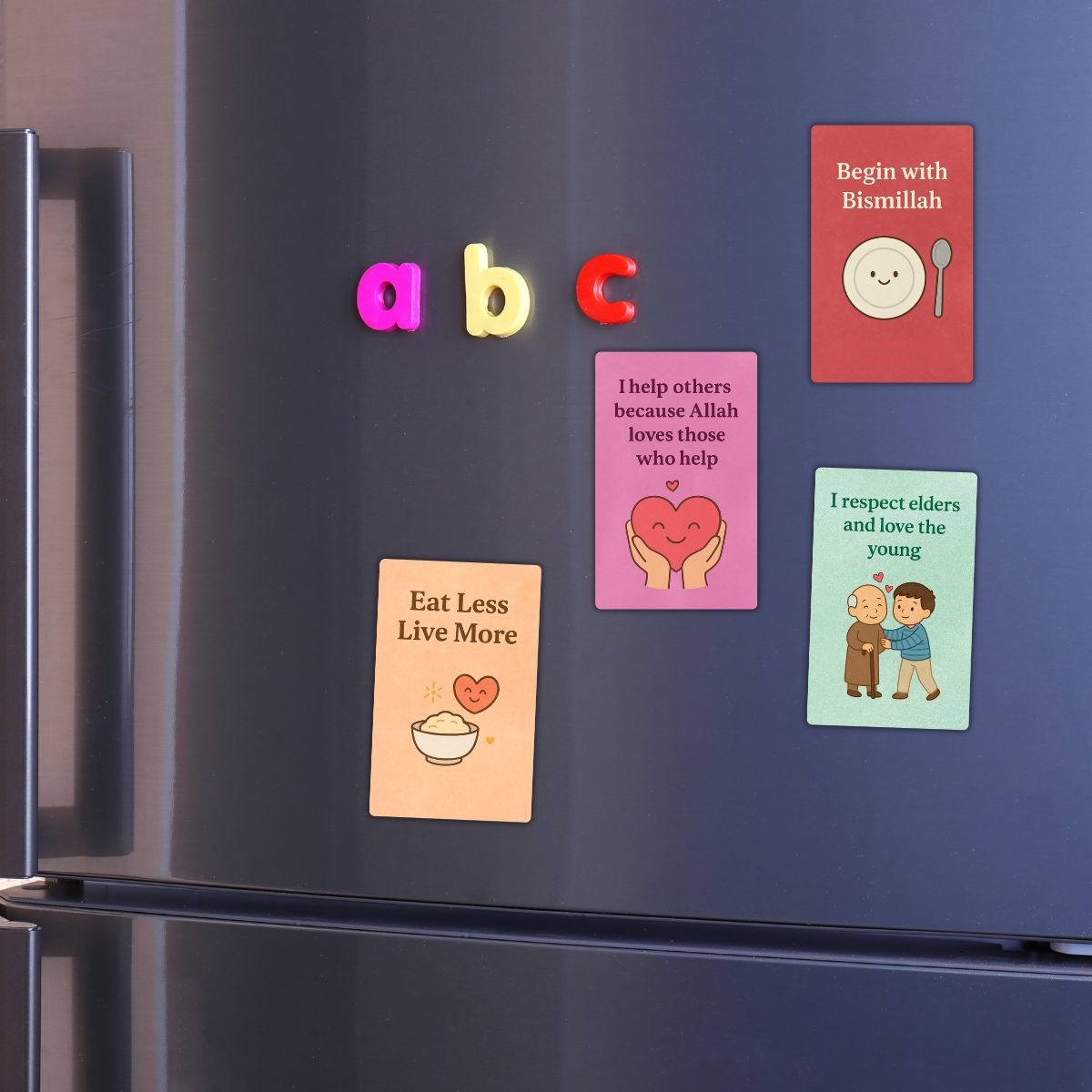 Islamic Fridge Magnets – Set of 4 Sunnah Affirmation PVC Cards | Kids Islamic Learning | Positive Daily Reminders - Image 3