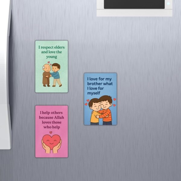 Set of 3 Motivational Fridge Magnets | Positive Manners & Character Building Cards | Colorful PVC Magnet Set for Kids - Image 2