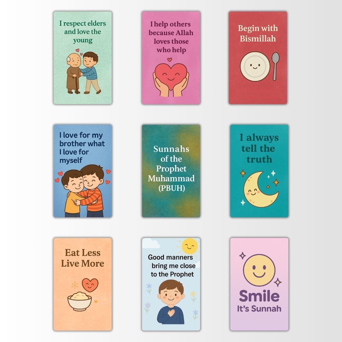 Set of 9 Motivational Fridge Magnets | Positive Habits & Character Building Cards for Kids | PVC Magnet Set for Daily Good Manners