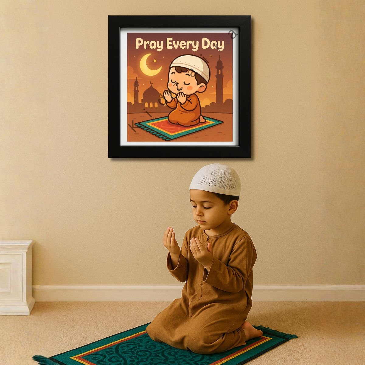 A perfect salah reminder for kids’ rooms and Islamic gifts.